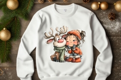 15 PNG Whimsical Cute Christmas Girl and Reindeer clipart Product Image 11
