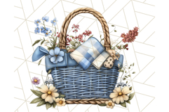 Blue Cottagecore Kitchen Clipart, Vintage Country Floral Png Product Image 2