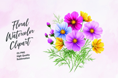 Watercolor floral clipart sublimation png Product Image 1