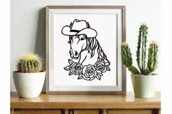 Horse head cowboy hat svg cut file, love horses svg, png Product Image 6