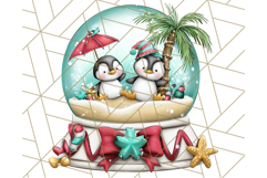 Christmas Penguins The Beach Clipart PNG, Tropical Holiday Product Image 2