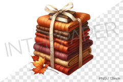 Beige ribbon and maple leaf fall fabric stack PNG canvas art Product Image 1