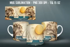 3D Summer Mug Sublimation PNG Mug Wrap Product Image 3