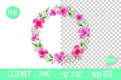 Floral Watercolor Wreath PNG Clipart Sublimation Product Image 1
