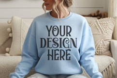 Gildan 18000 light blue Sweatshirt mockup Product Image 1