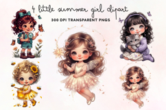 Little Summer Girl Clipart PNG Product Image 1