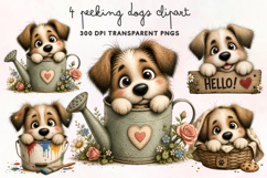 Peeking Dogs Clipart PNG Product Image 1