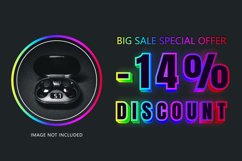 14 percent discount big neon sale banner template. Product Image 1