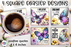 Spring Floral Coaster Sublimation, Positive Quotes Coasters Product Image 1