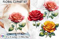 Vibrant Flowers Clipart | Roses Flowers PNG | Spring PNG Product Image 1