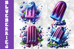 Blueberry Popsicles Ice Cream Clipart, Summer Desserts PNG Product Image 1