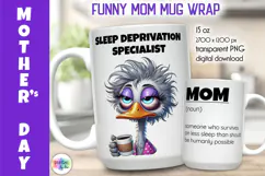 Funny Mother Day Mug Wrap, Sleep Deprivation Humor PNG Product Image 1