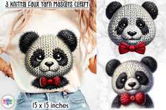 Knitted Panda Clipart, Faux Yarn Plush Baby Panda Mascot Product Image 1