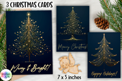 Christmas Tree Greeting Cards, Abstract Christmas Tree Print Product Image 1