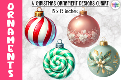 Christmas Ornaments Clipart, Christmas Tree Baubles PNG Product Image 1