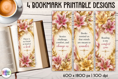 Pink Lily Book Lover Printable Bookmark Designs Product Image 1