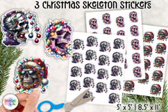 Funny Christmas Skeleton Stickers | Santa Skull Clipart Product Image 1