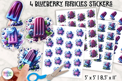 Blueberry Popsicle Stickers, Summer Ice Lollies Clipart Product Image 1