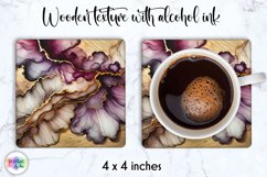 Abstract Wooden Coaster | Alcohol Ink Square Coaster Design Product Image 1