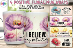 Positive Floral Mug Wrap Designs, Inspirational Quotes Print Product Image 1