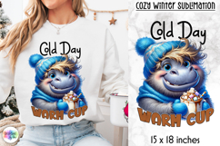 Cute Winter Animal Sublimation, Hot Cocoa Quote PNG, Cozy Product Image 1