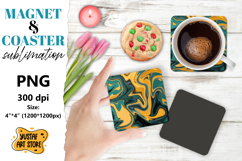 Abstract paint magnet/coaster sublimation. Fluid art Product Image 1