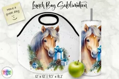 Watercolour Horse Lunch Bag Print | Christmas Lunch Bag Product Image 1