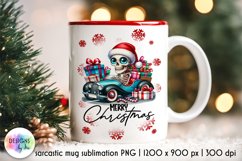 Funny Christmas Mug Sublimation, Skeleton Santa PNG Product Image 1