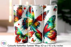 Watercolour Butterflies Tumbler Wrap, Colourful Butterflies Product Image 1