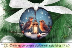 Cute Birds with Lantern Ornament Sublimation | Christmas PNG Product Image 1