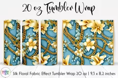 Floral Tumbler Wrap | Elegant Floral Silk Fabric Texture Product Image 1