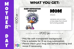 Funny Mother Day Mug Wrap, Sleep Deprivation Humor PNG Product Image 2