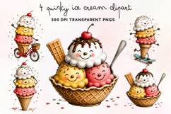 Quirky Ice Cream Clipart PNG Product Image 1