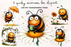 Quirky Summer Bee Clipart PNG Product Image 1