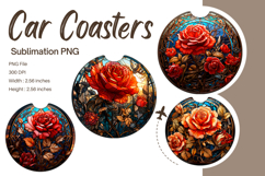 Rose Flower Stained Glass Car Coasters Printable Keychains14 Product Image 1
