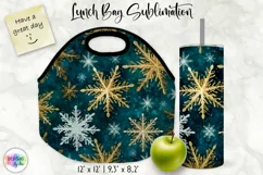 Shimmering Golden Snowflakes Lunch Bag | Snowflakes Tumbler Product Image 1