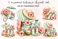 Summer Hibiscus Clipart PNG Product Image 1