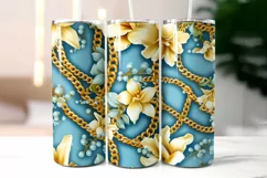 Floral Tumbler Wrap | Elegant Floral Silk Fabric Texture Product Image 2