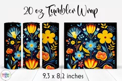 Folk Flowers Tumbler Wrap Sublimation 20 oz Product Image 1
