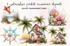 Watercolor Pastel Summer Clipart PNG Product Image 1