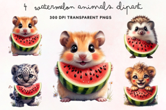 Watermelon Animals Clipart PNG Product Image 1
