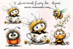 Whimsical Fuzzy Bee Clipart PNG Product Image 1