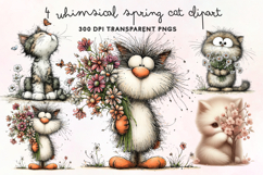 Whimsical Spring Cat Clipart PNG Product Image 1
