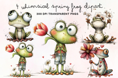 Whimsical Spring Frog Clipart PNG Product Image 1