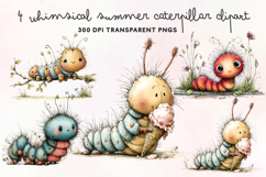 Whimsical Summer Caterpillar Clipart PNG Product Image 1