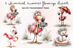 Whimsical Summer Flamingo Clipart PNG Product Image 1