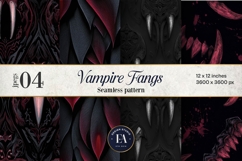 Vampire Fangs Pattern, Dark Gothic Teeth Digital Paper Product Image 1
