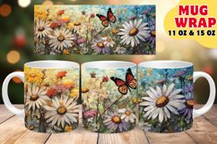 STAINED GLASS FLOWER HARMONY SUBLIMATION 11OZ 15OZ MUG WRAP Product Image 1