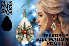 Playful teardrop EARRINGS Art, Christmas Bow Product Image 1