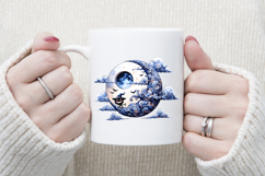 Cute blue Halloween moon clipart t shirt designs png Product Image 3